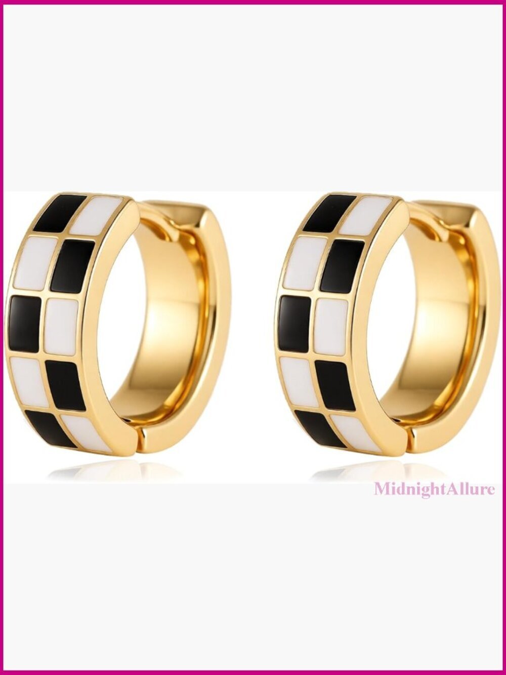 Hypoallergenic Hoop Earrings, Small Checker Cartilage, Gold Silver Tone